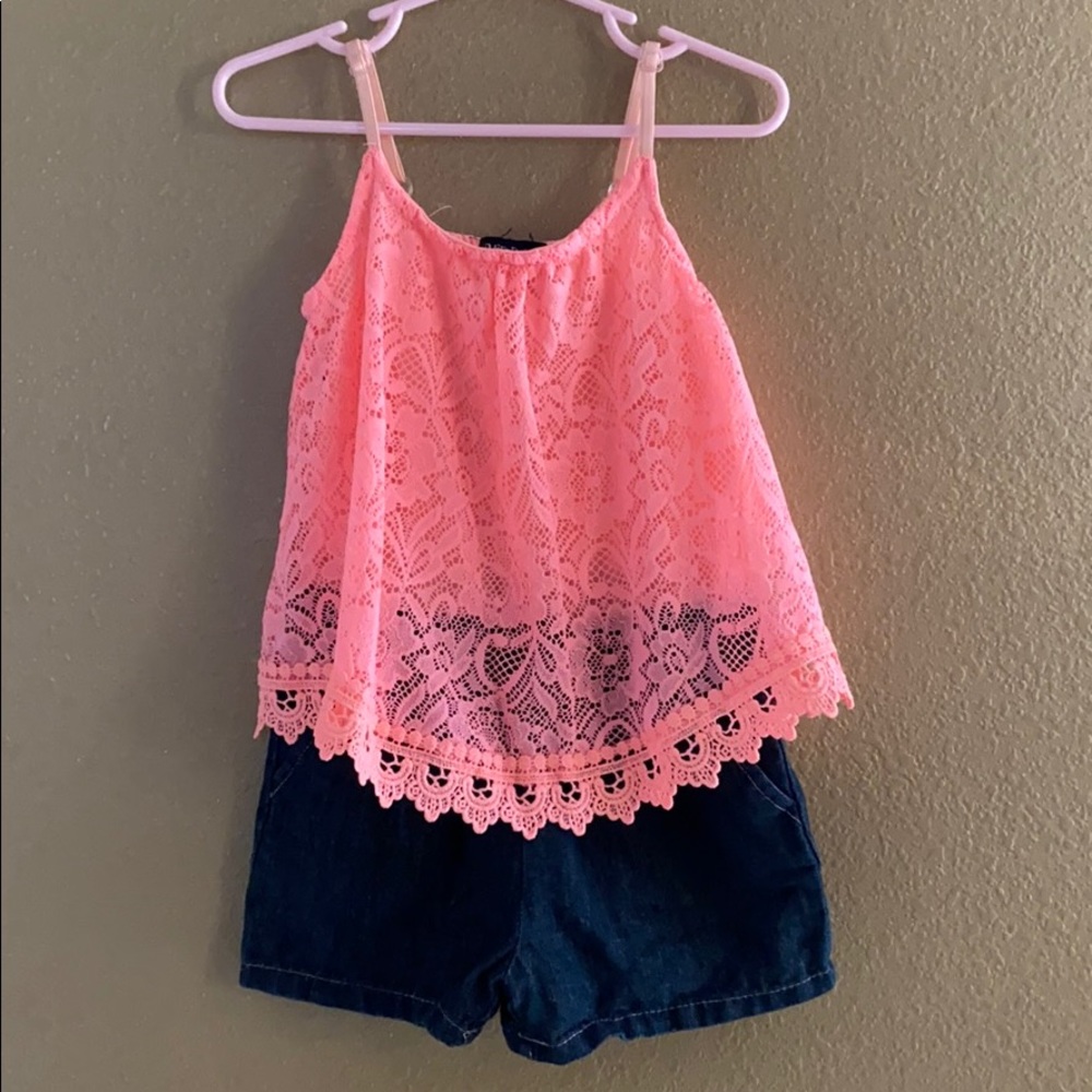 Limited Too Lace and Denim Romper